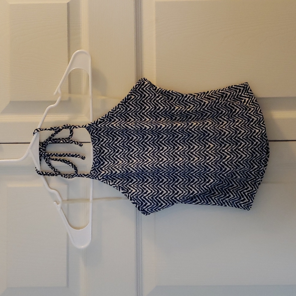 Halter crop top, size M, blue/white, brand Teenbell